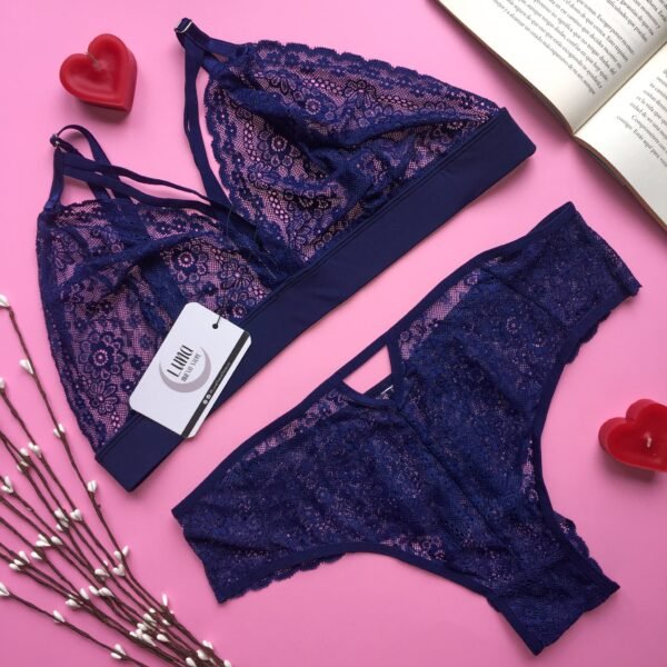 Ropa Interior Mujer para gorditas Lencería Femenina Talla Grande Conjunto Charlotte Azul