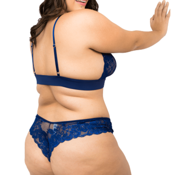 Ropa Interior Mujer para gorditas Lencería Femenina Talla Grande Conjunto Charlotte Azul