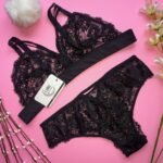 Ropa Interior Mujer para gorditas Lencería Femenina Talla Grande Conjunto Charlotte Negro