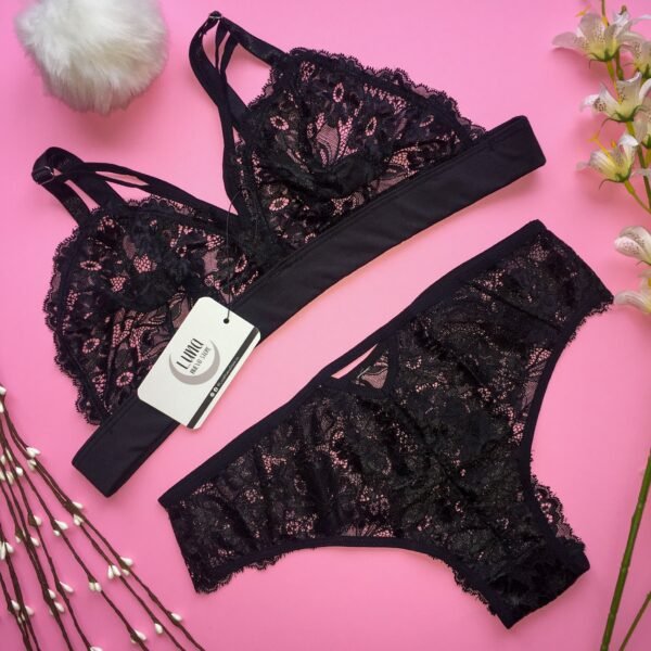 Ropa Interior Mujer para gorditas Lencería Femenina Talla Grande Conjunto Charlotte Negro