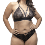 Ropa Interior Mujer para gorditas Lencería Femenina Talla Grande Conjunto Charlotte Negro
