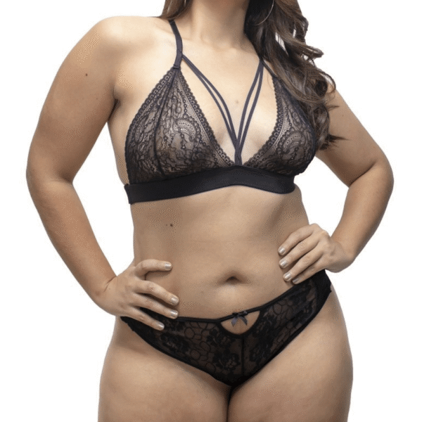 Ropa Interior Mujer para gorditas Lencería Femenina Talla Grande Conjunto Charlotte Negro
