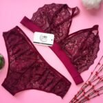 Ropa Interior Mujer para gorditas Lencería Femenina Talla Grande Conjunto Charlotte Vinotinto