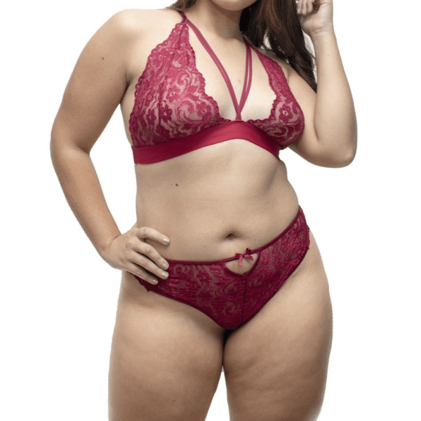 Ropa Interior Mujer para gorditas Lencería Femenina Talla Grande Conjunto Charlotte Vinotinto