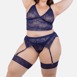 Ropa Interior Mujer para gorditas Lencería Femenina Talla Grande Liguero Samantha Azul